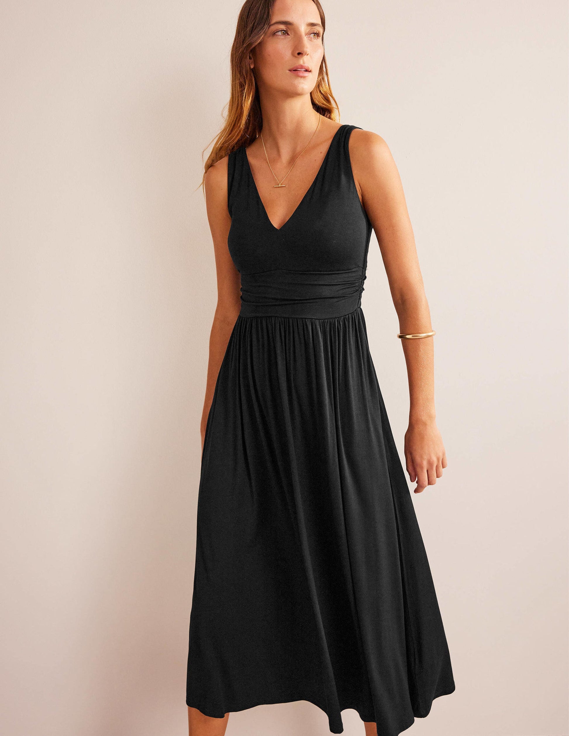 Sleeveless Jersey Maxi Dress-Black-4