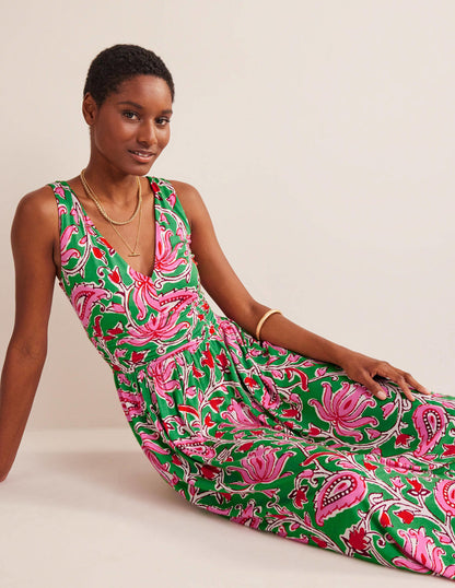 Sleeveless Jersey Maxi Dress-Lime, Botanic Vine-1