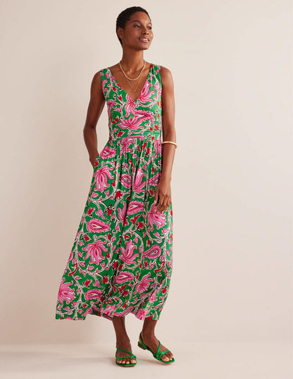 Sleeveless Jersey Maxi Dress-Lime, Botanic Vine-2