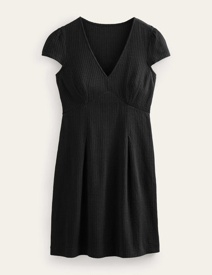 Seersucker Jersey Tea Dress-Black-4