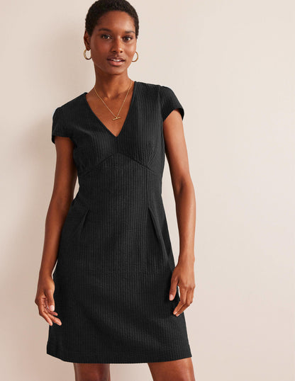 Seersucker Jersey Tea Dress-Black-3