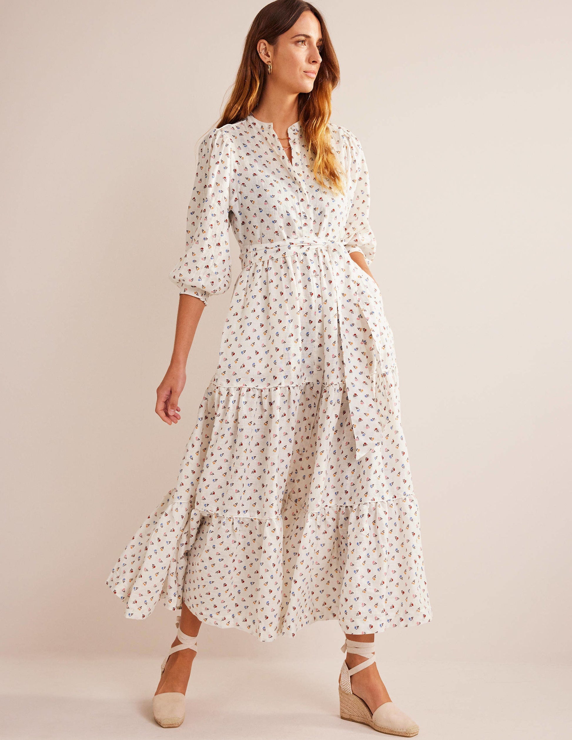 Remix Linen Maxi Dress-Ivory, Sweet Daisy-4