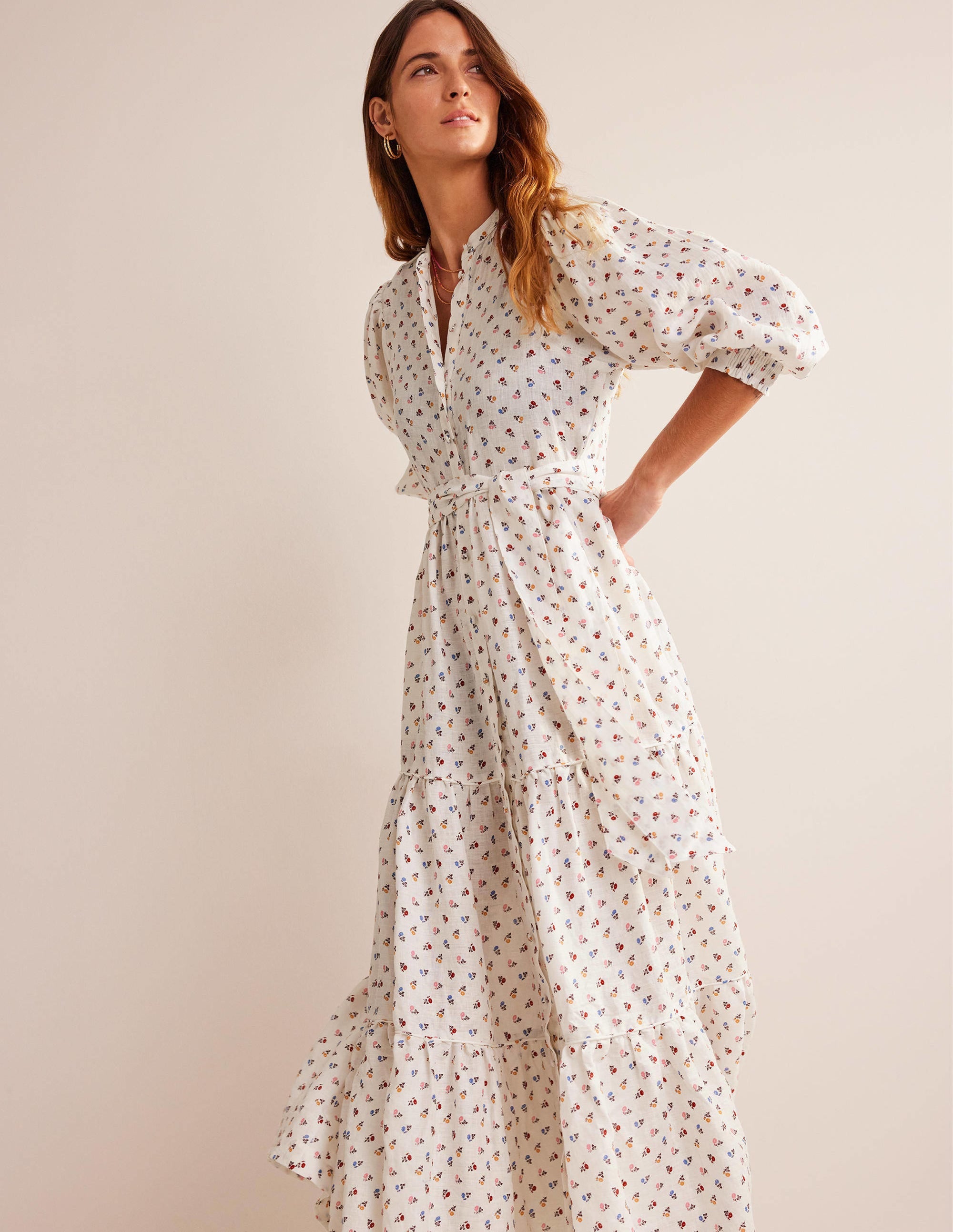 Remix Linen Maxi Dress-Ivory, Sweet Daisy - Image 5