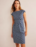 Florrie Jersey Dress-French Navy, Jasmine Bud