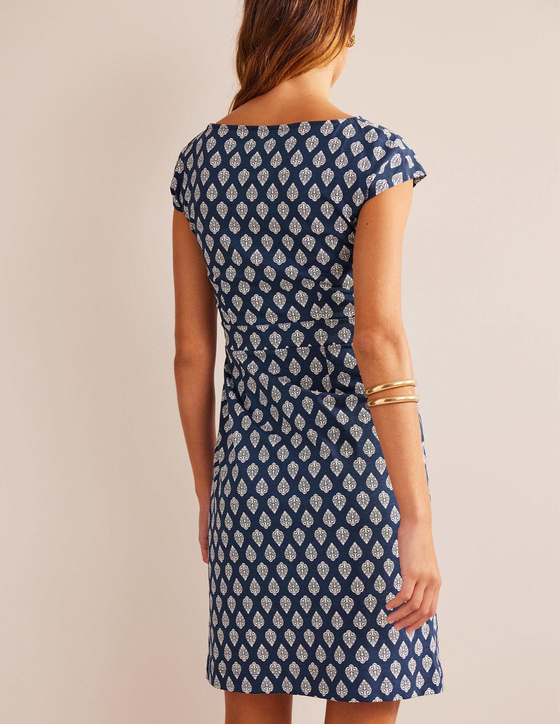 Florrie Jersey Dress-French Navy, Jasmine Bud-3