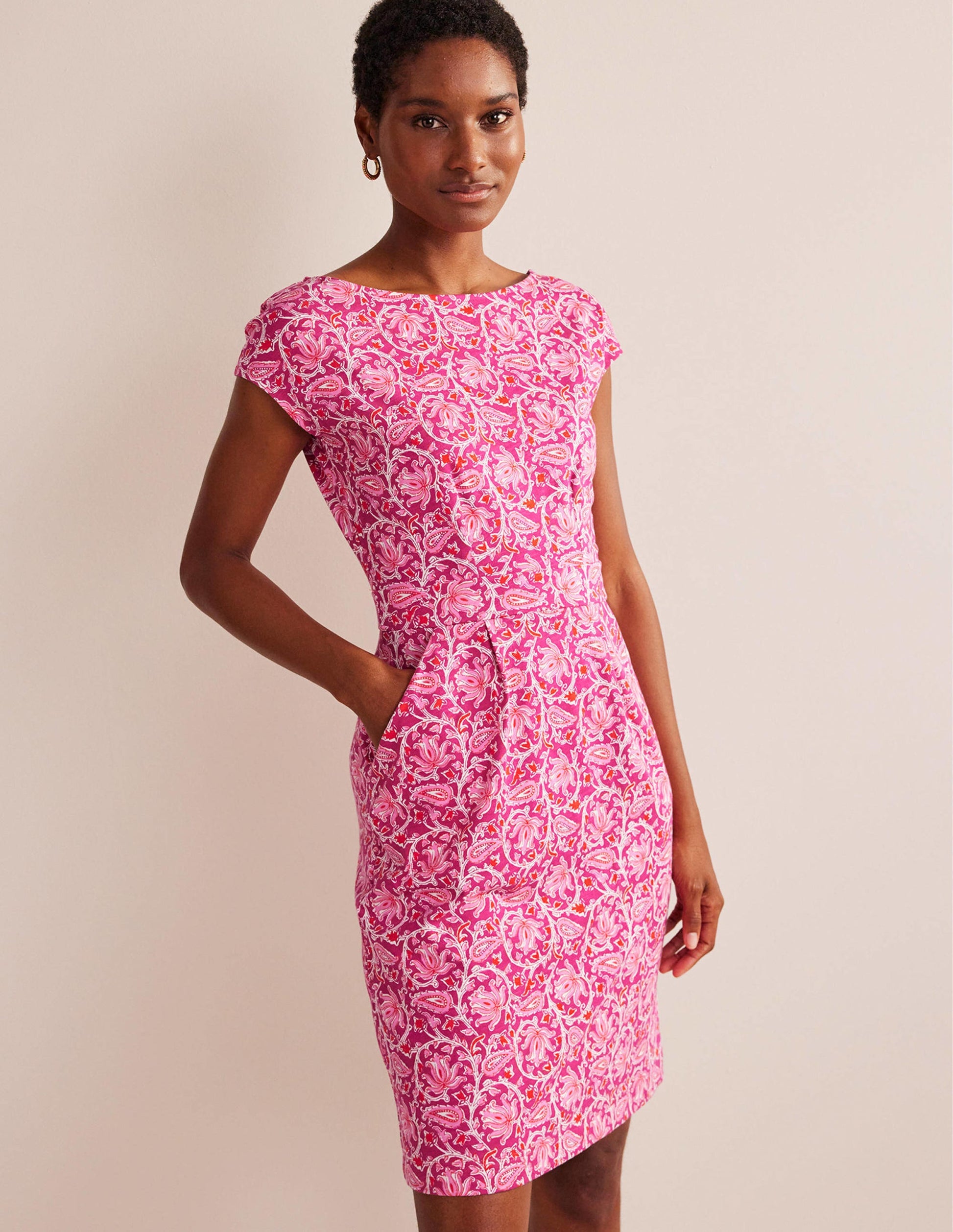 Florrie Jersey Dress-Raspberry, Botanic Vine-1