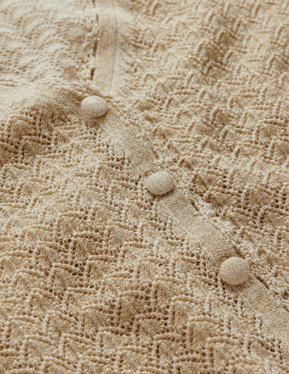 Pointelle Cropped Cardigan-Gold Sparkle-6