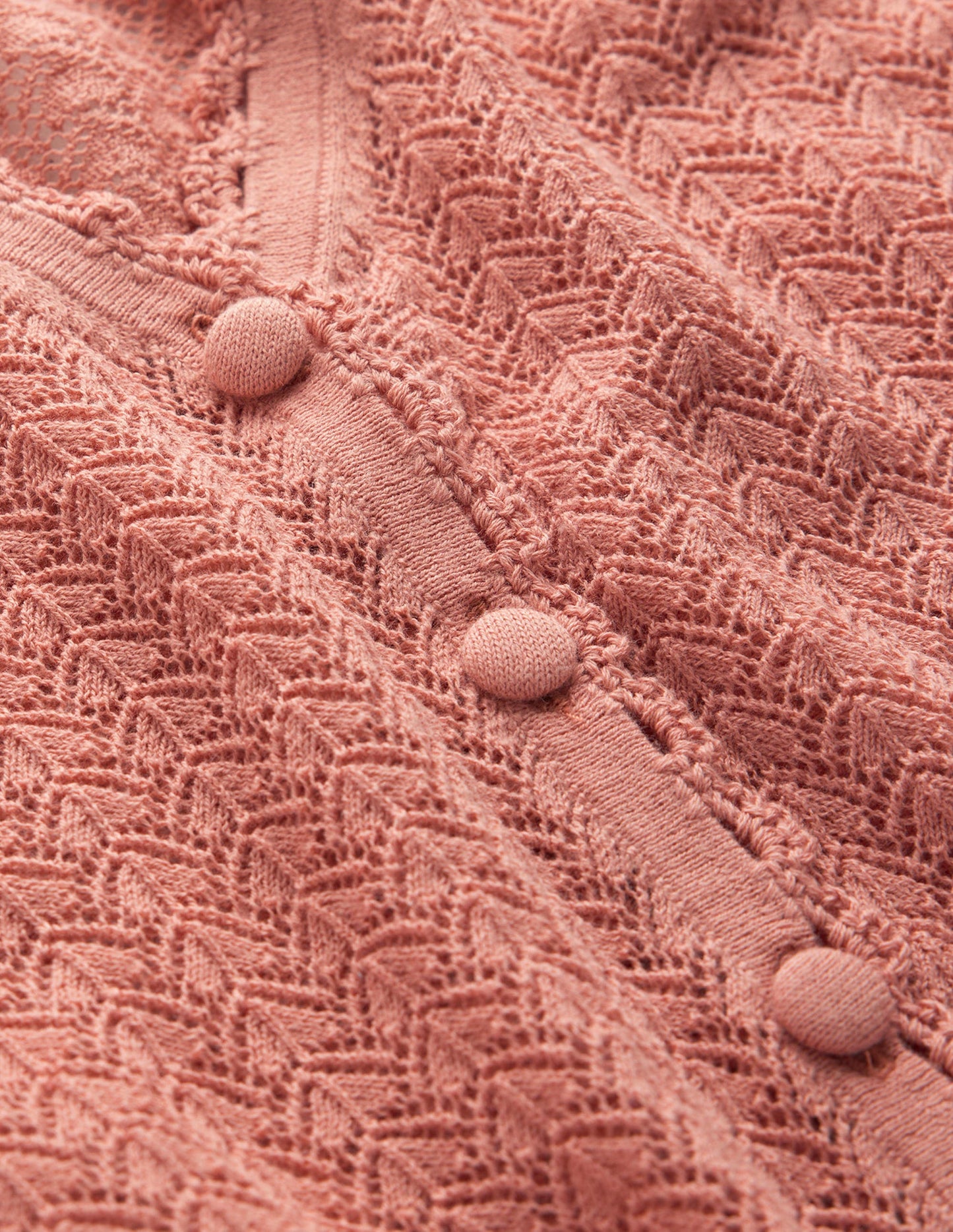 Pointelle Cropped Cardigan-Rose Pink
