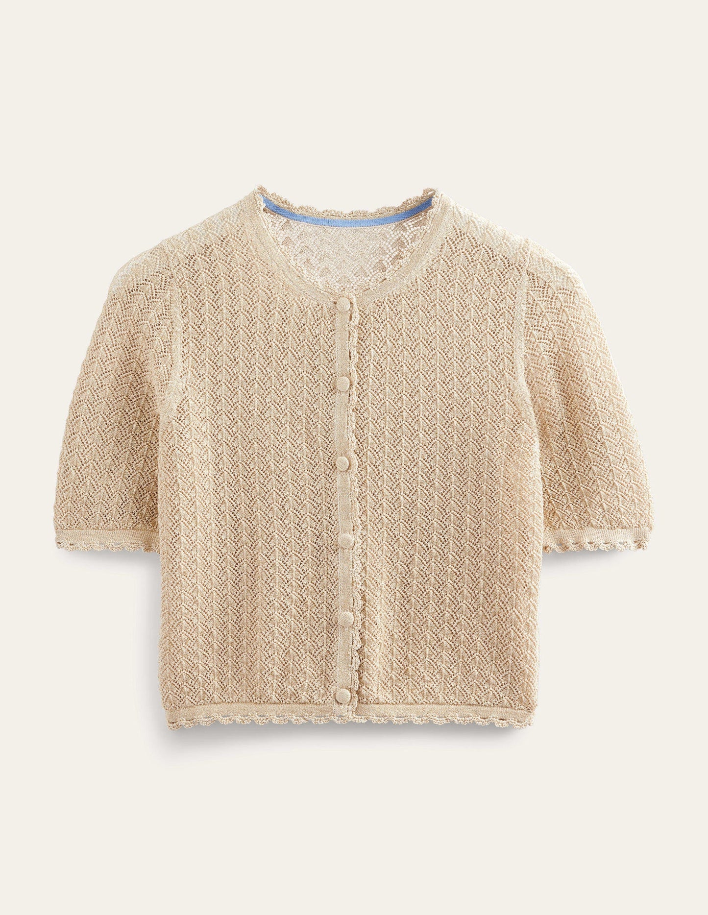 Cropped Short Sleeve Cardigan-Gold Sparkle