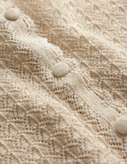 Cropped Short Sleeve Cardigan-Gold Sparkle-7