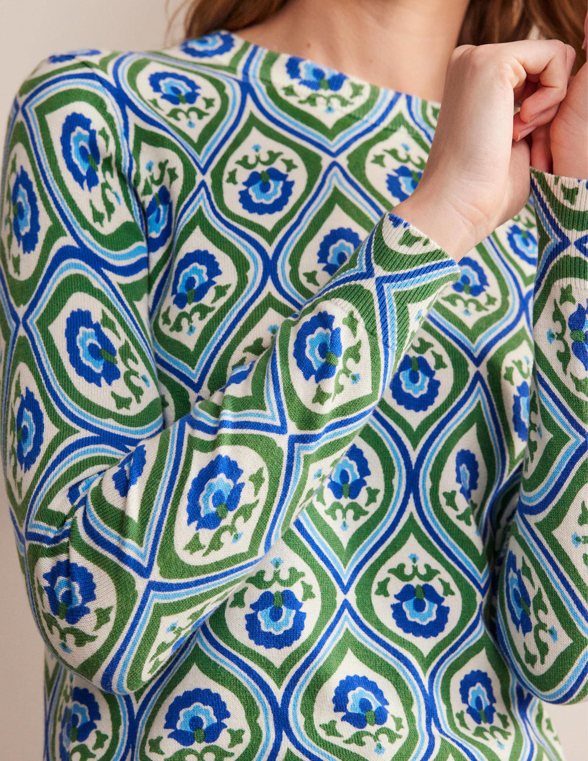 Printed High Neck Jumper-Rolling Hills, Geo Cascade - Image 2