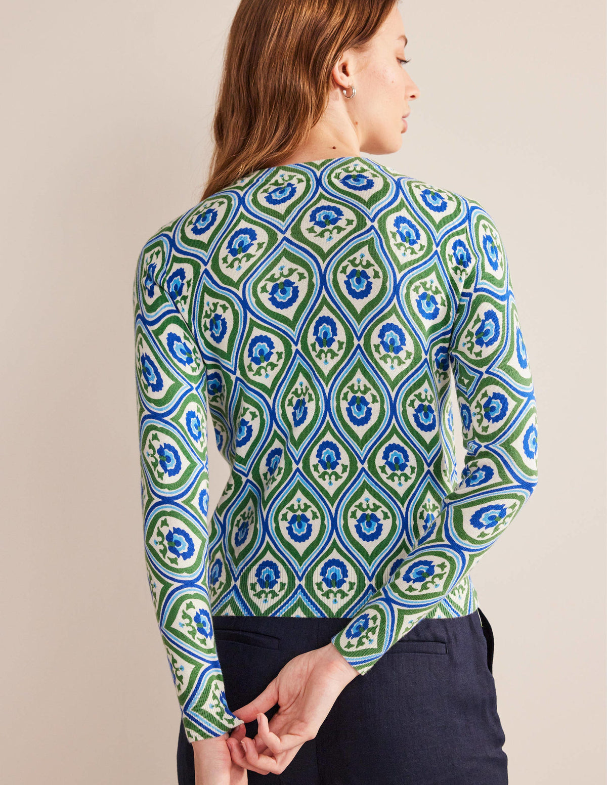 Printed High Neck Jumper-Rolling Hills, Geo Cascade - Image 3
