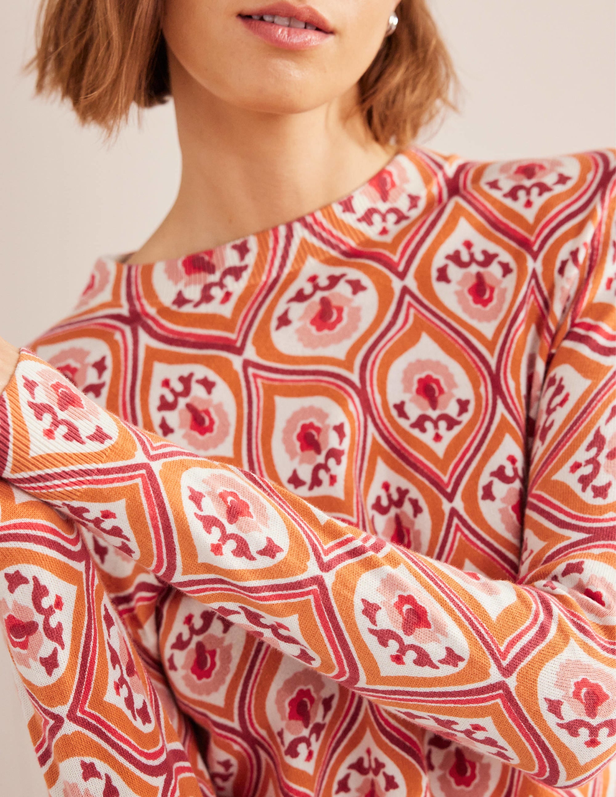 Printed High Neck Jumper-Kumquat, Geo Cascade - Image 2