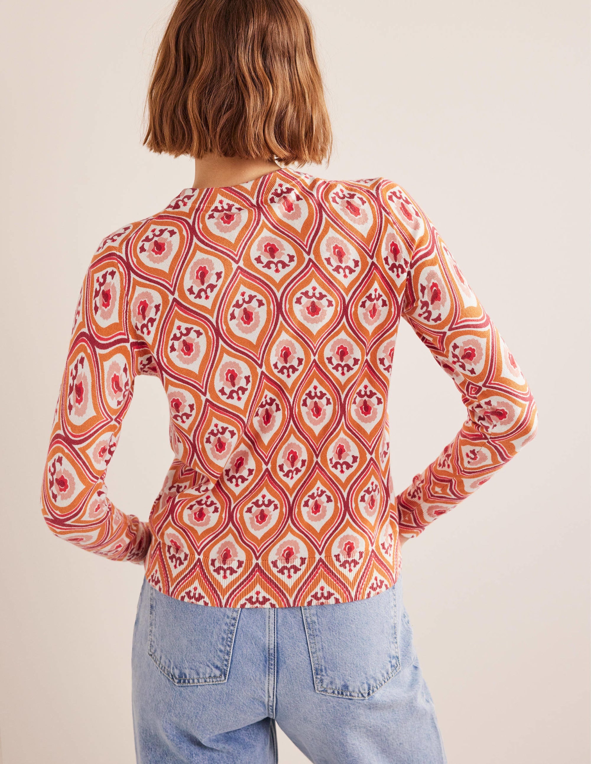 Printed High Neck Jumper-Kumquat, Geo Cascade - Image 3