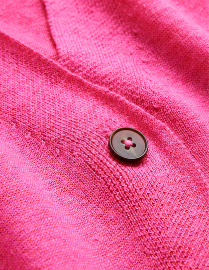 Drop-Shoulder Linen Cardigan-Festival Pink-6