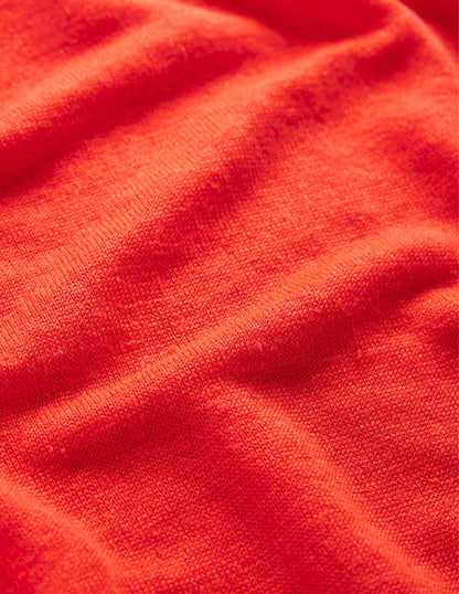 Drop-Shoulder Linen T-Shirt-Blood Orange-6
