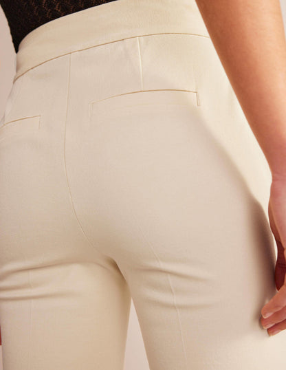 Bi-Stretch Crop Flare Trousers-Dorset Cream-2