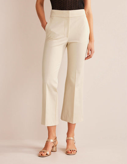 Bi-Stretch Crop Flare Trousers-Dorset Cream-4