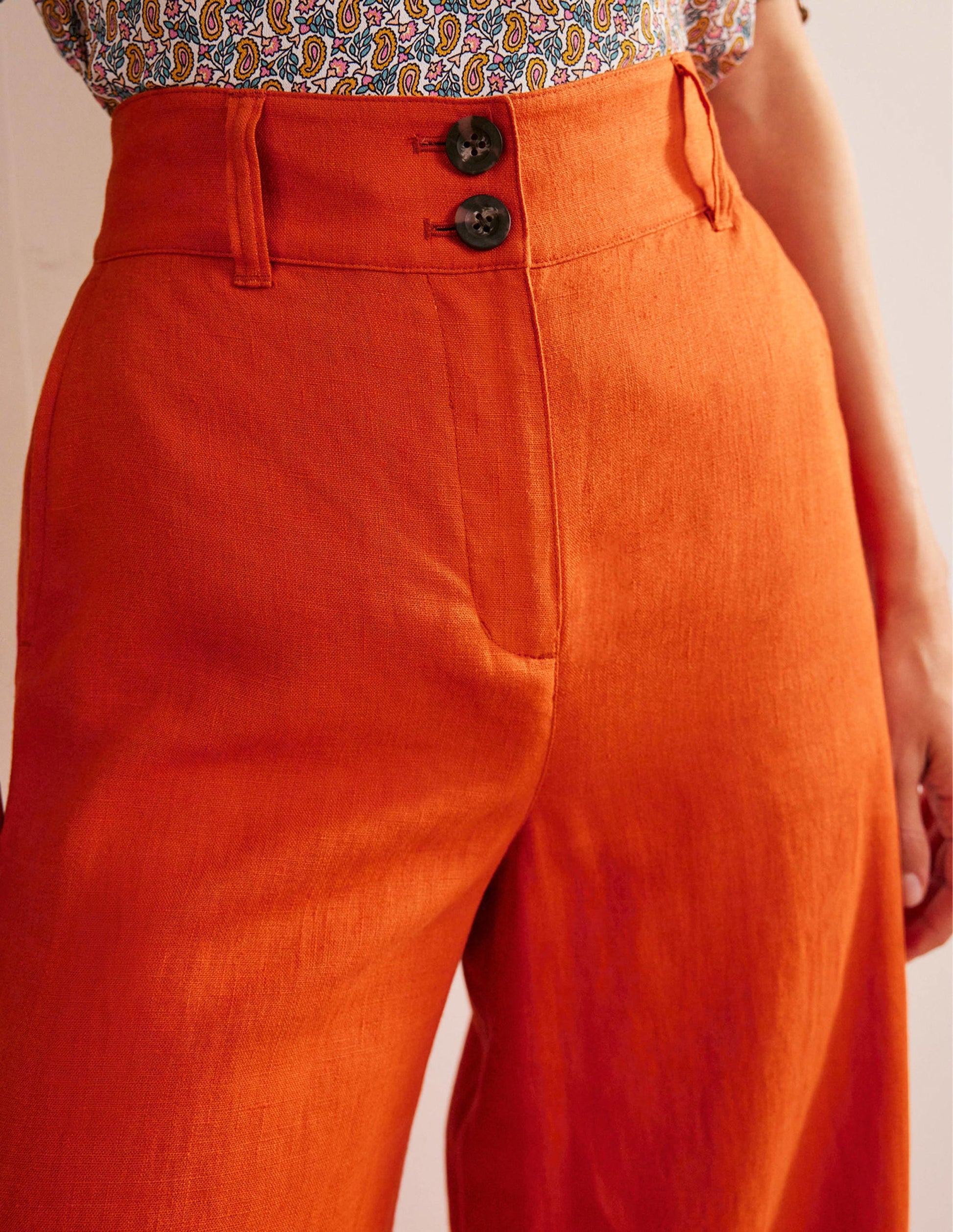 Highbury Linen Trousers-Kumquat-2