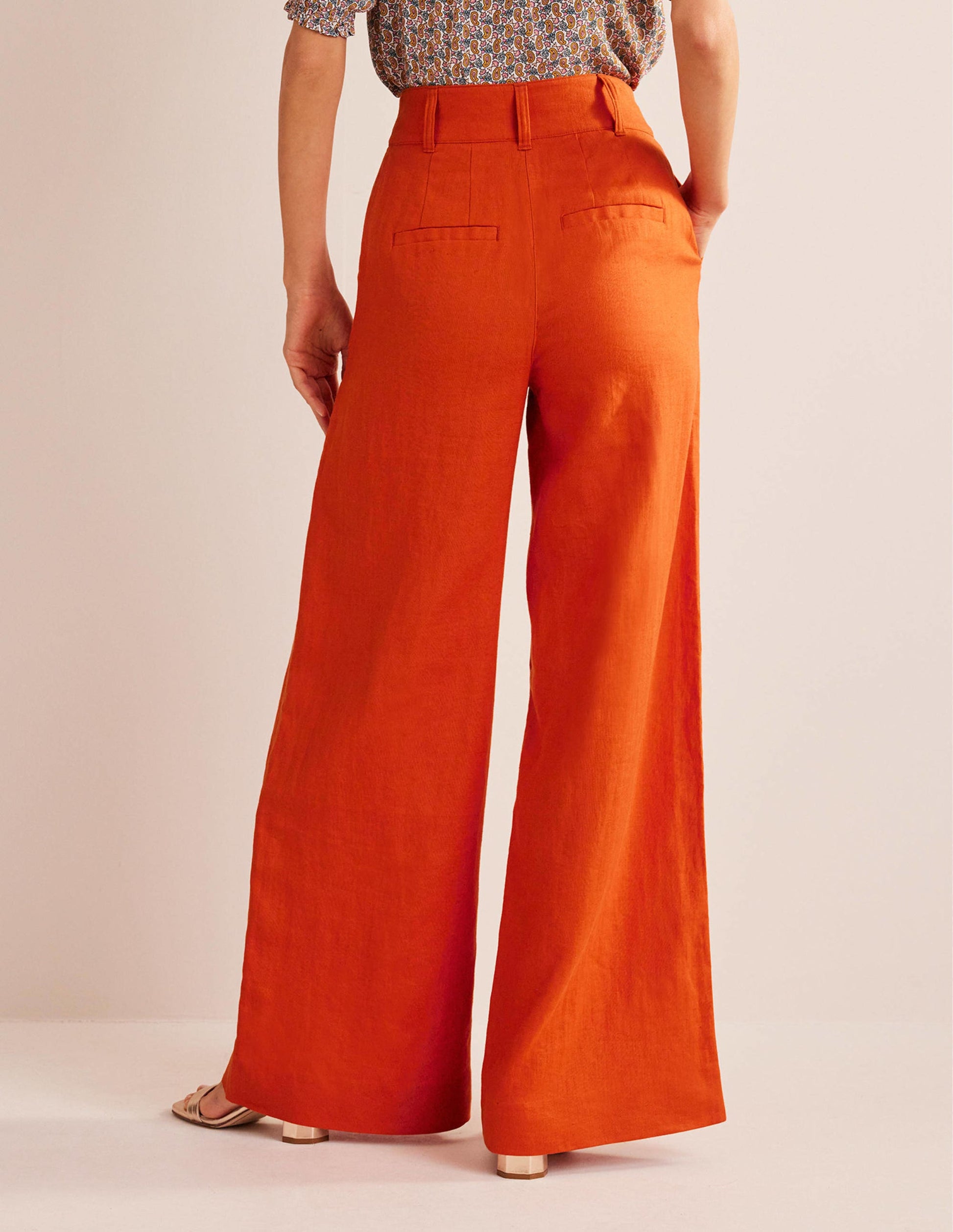 Highbury Linen Trousers-Kumquat-3
