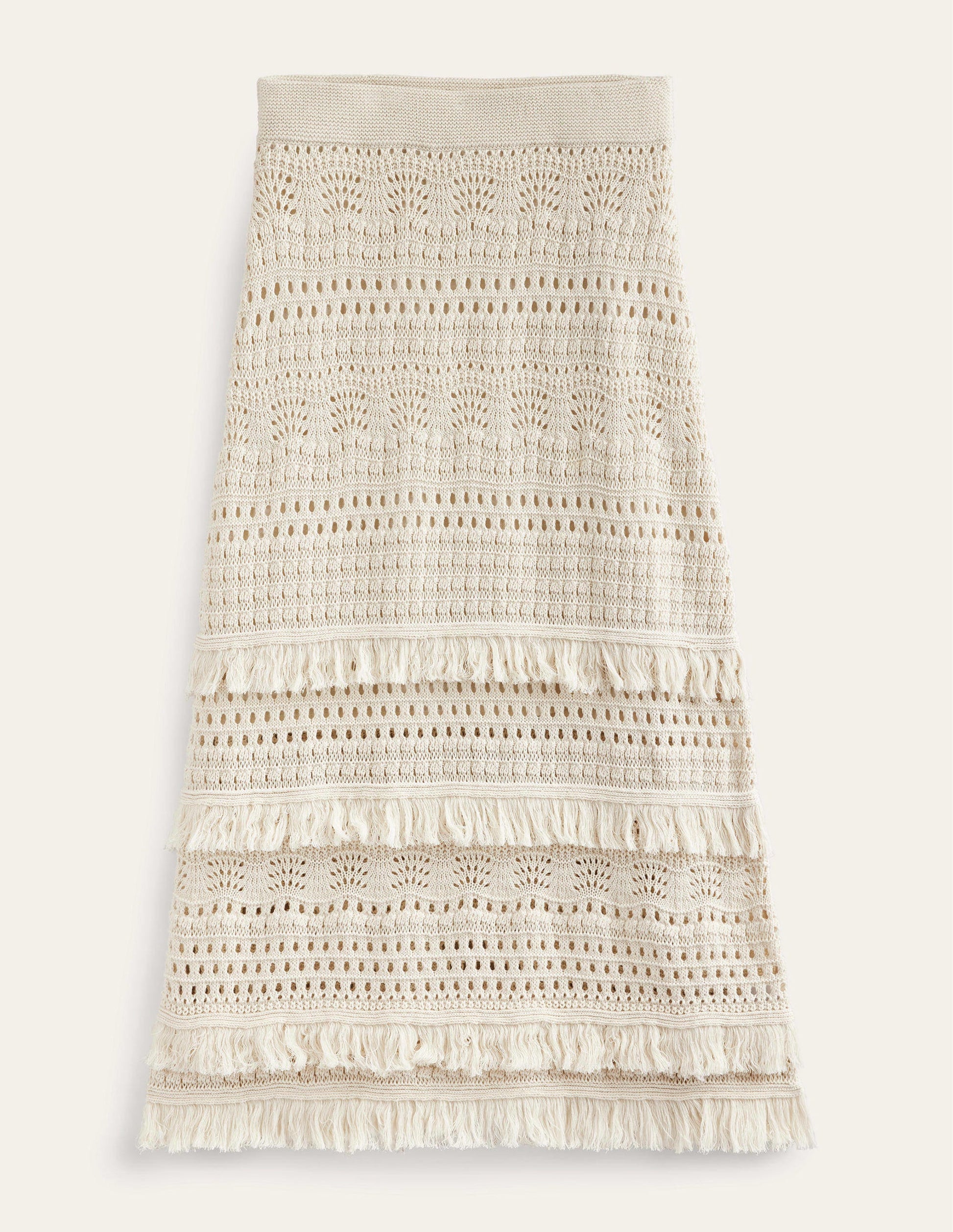 Fringe Crochet Knitted Skirt-Warm Ivory-6