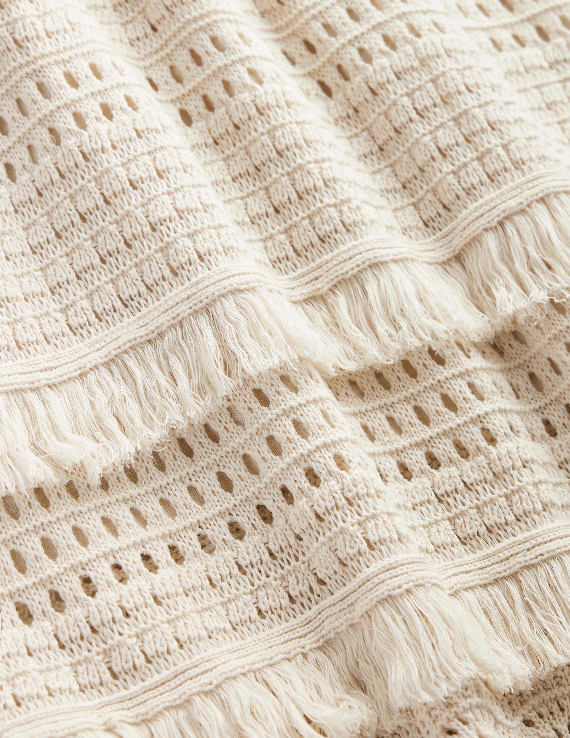 Fringe Crochet Knitted Skirt-Warm Ivory - Image 7