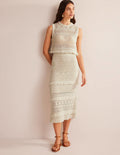 Fringe Crochet Knitted Skirt-Warm Ivory