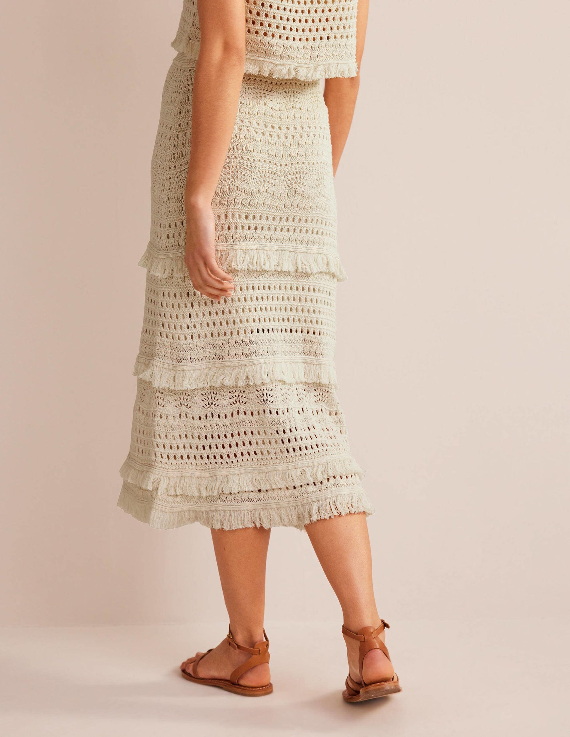 Fringe Crochet Knitted Skirt-Warm Ivory-3