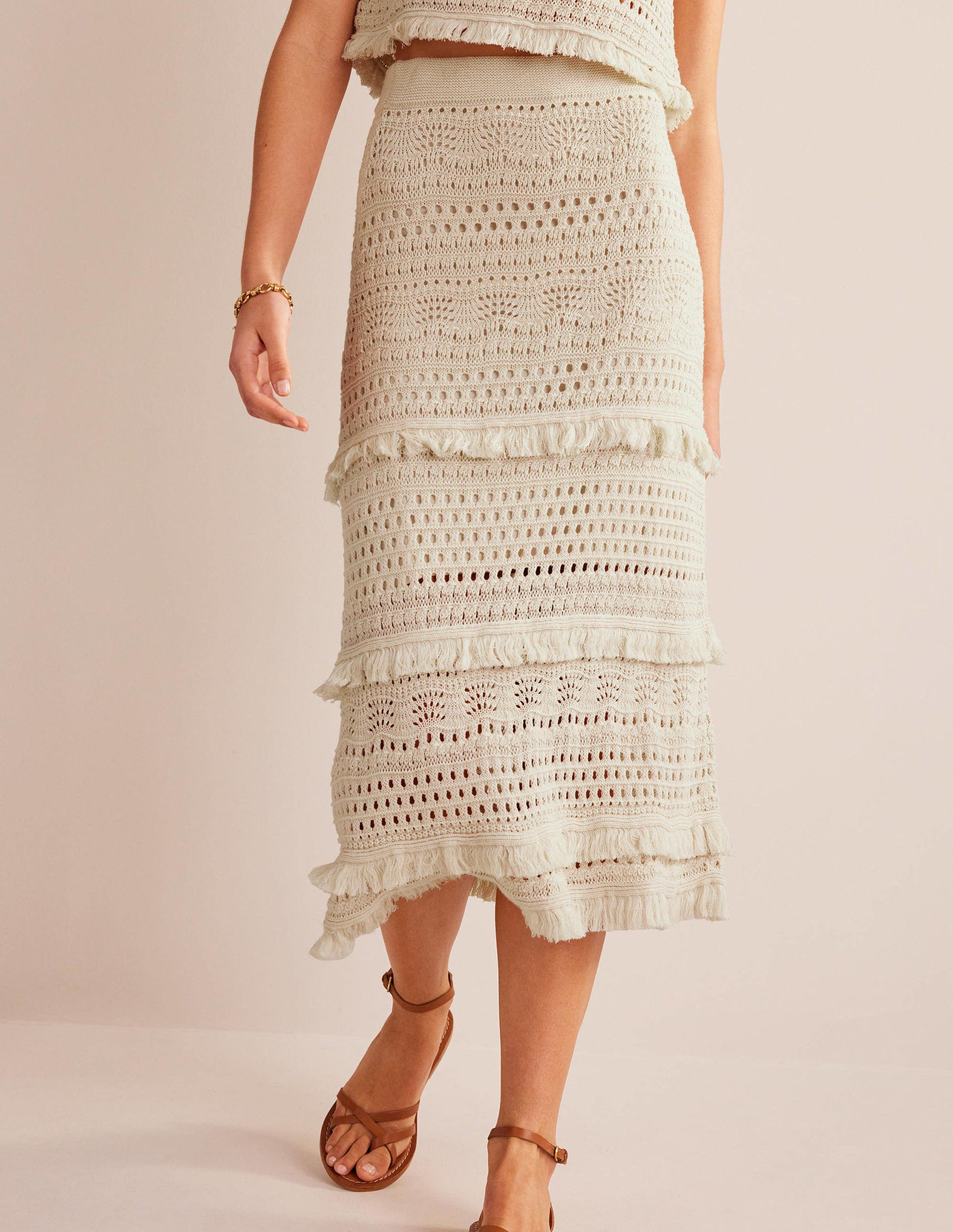 Fringe Crochet Knitted Skirt-Warm Ivory-4