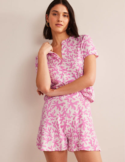 Knitted Shorts-Plum Blossom, Abstract Foliage