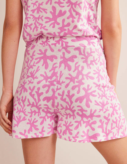 Knitted Shorts-Plum Blossom, Abstract Foliage