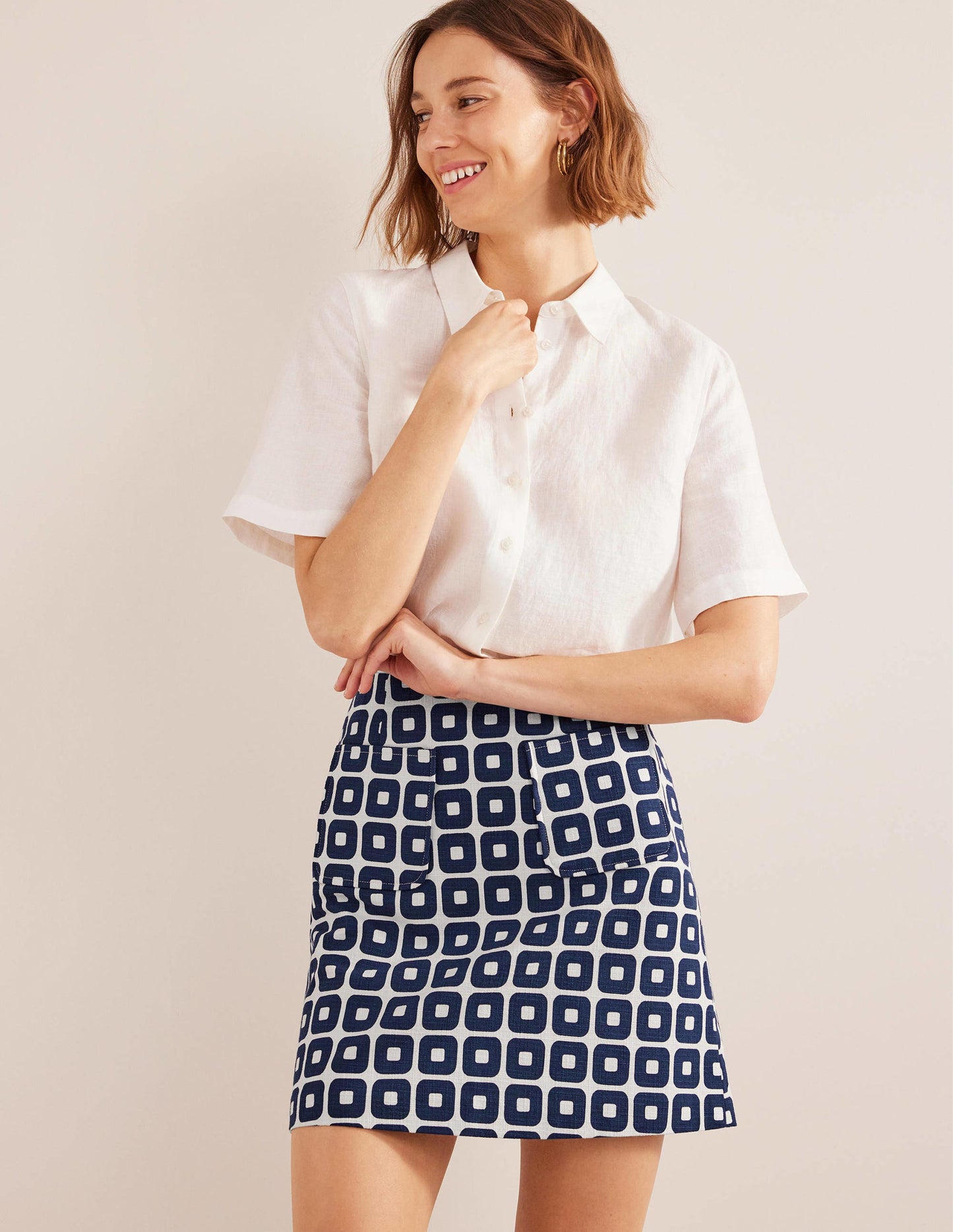 Textured A-Line Mini-French Navy and Ivory, Cube