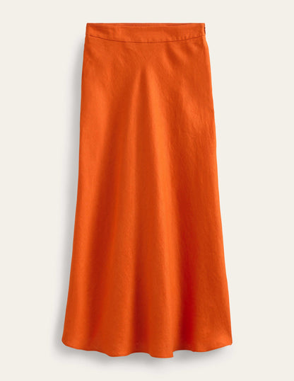 Bias Linen Midi Skirt-KUMQUAT-5