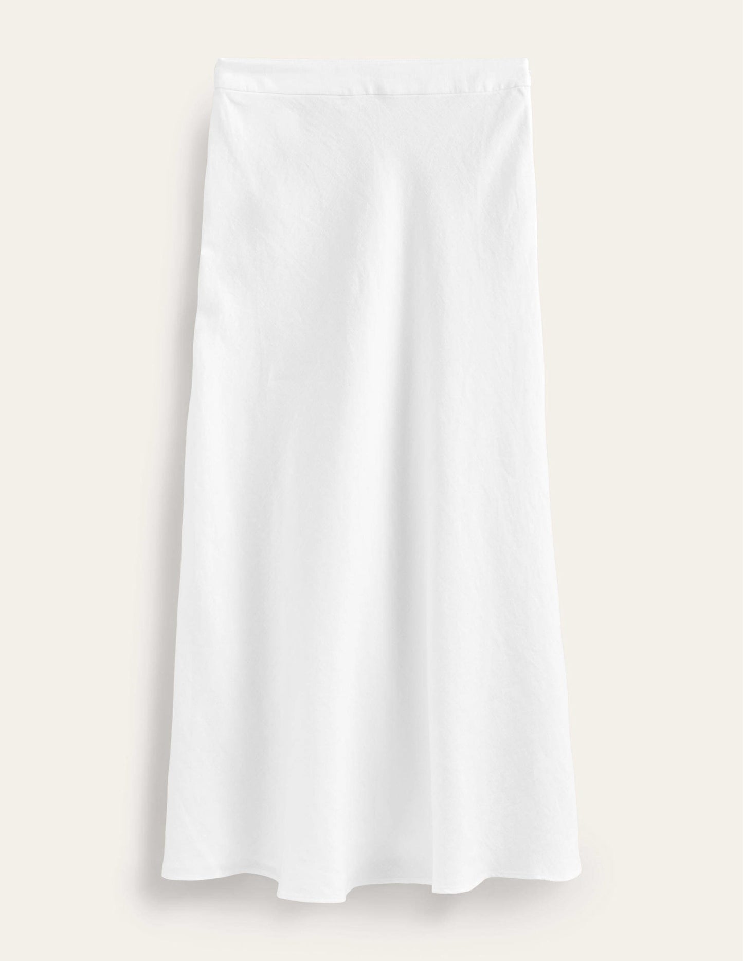 Bias Linen Midi Skirt-White