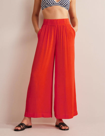 Crinkle Wide Leg Trousers-Firework-4