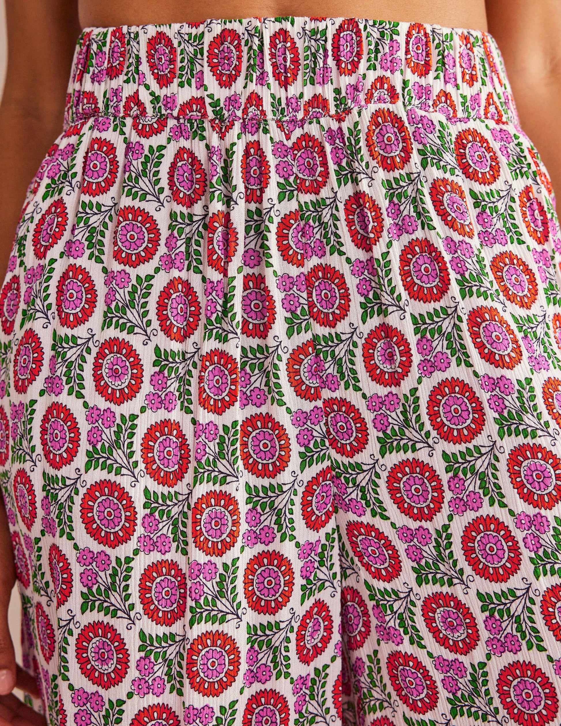 Crinkle Wide Leg Trousers-Gin Fizz, Sunflower Sprig-2