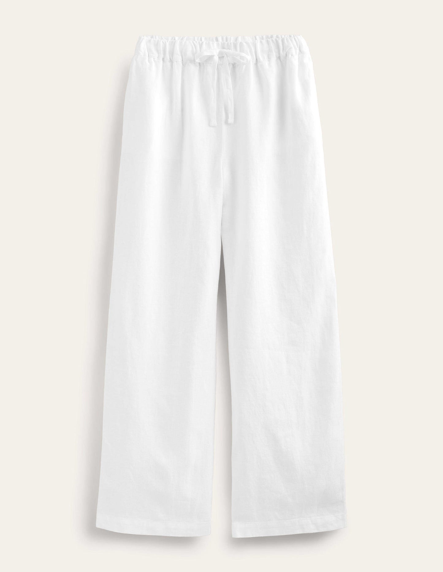 Relaxed Pull-on Linen Trousers-White