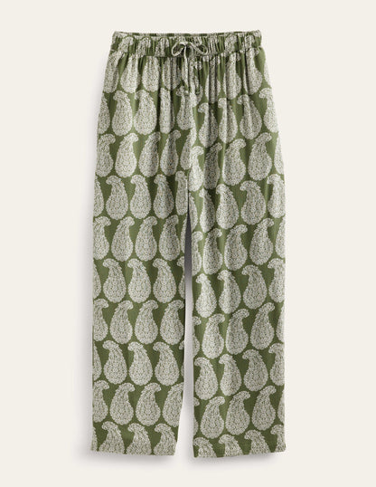 Crinkle Tapered Trousers-Spruce, Sweet Paisley-5
