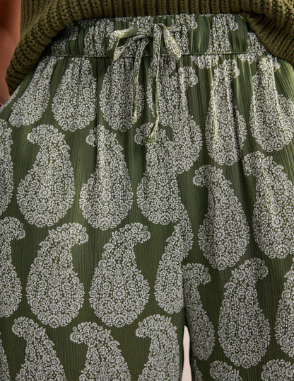 Crinkle Tapered Trousers-Spruce, Sweet Paisley-2