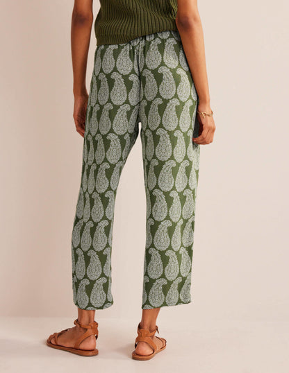Crinkle Tapered Trousers-Spruce, Sweet Paisley-3