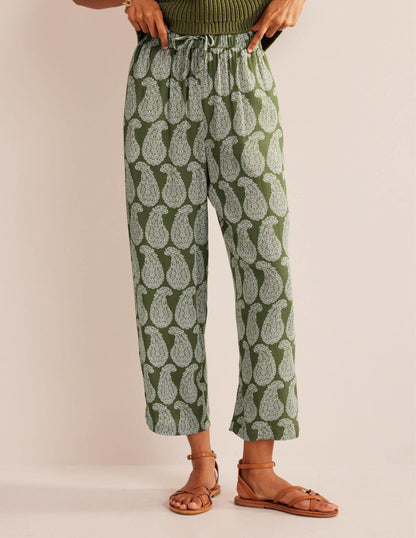 Crinkle Tapered Trousers-Spruce, Sweet Paisley-4