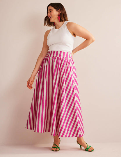 Full Printed Maxi Skirt-Pink Stripe-5