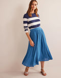 Crinkle Midi Skirt-Aegean blue