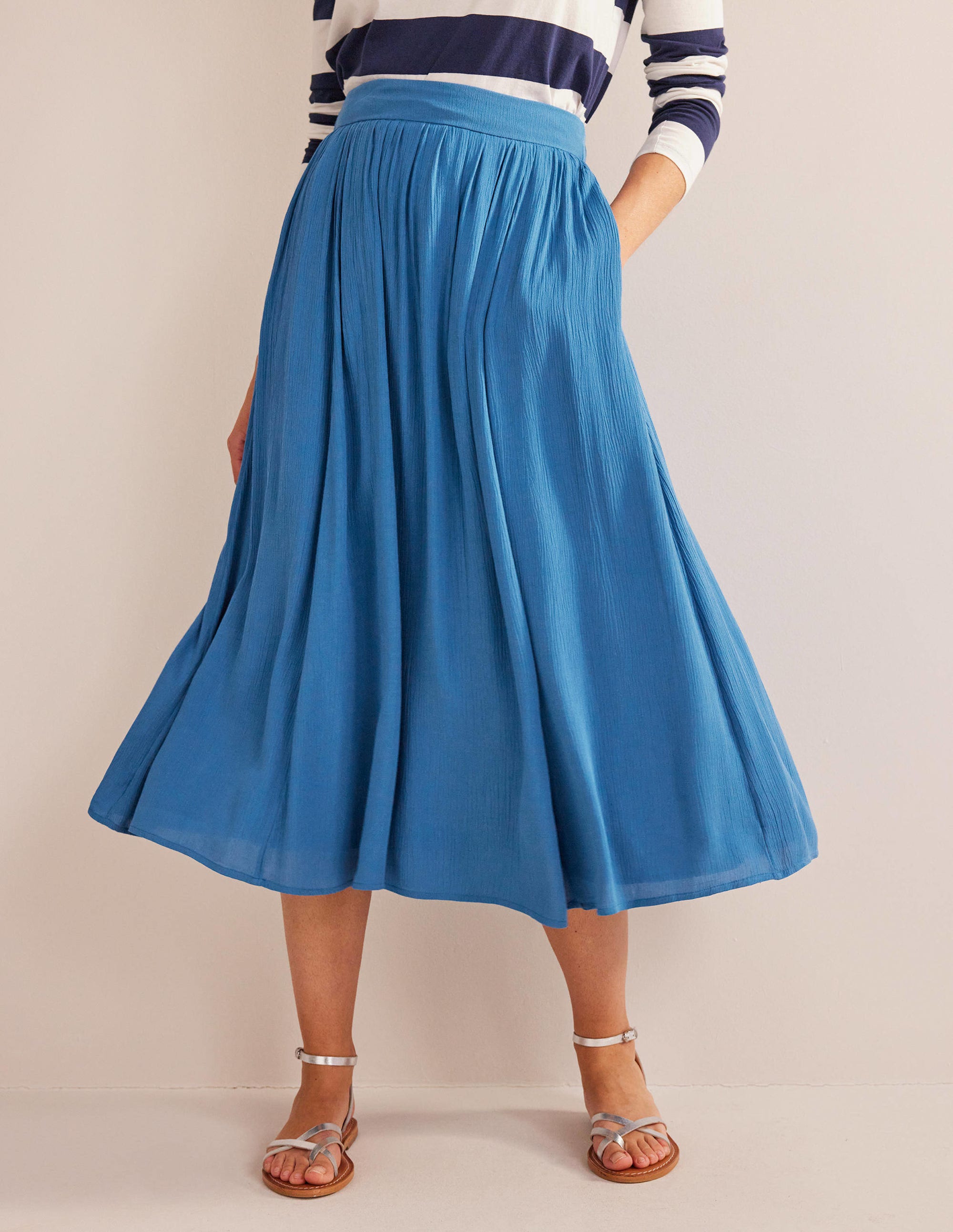 Crinkle Midi Skirt-Aegean blue - Image 4