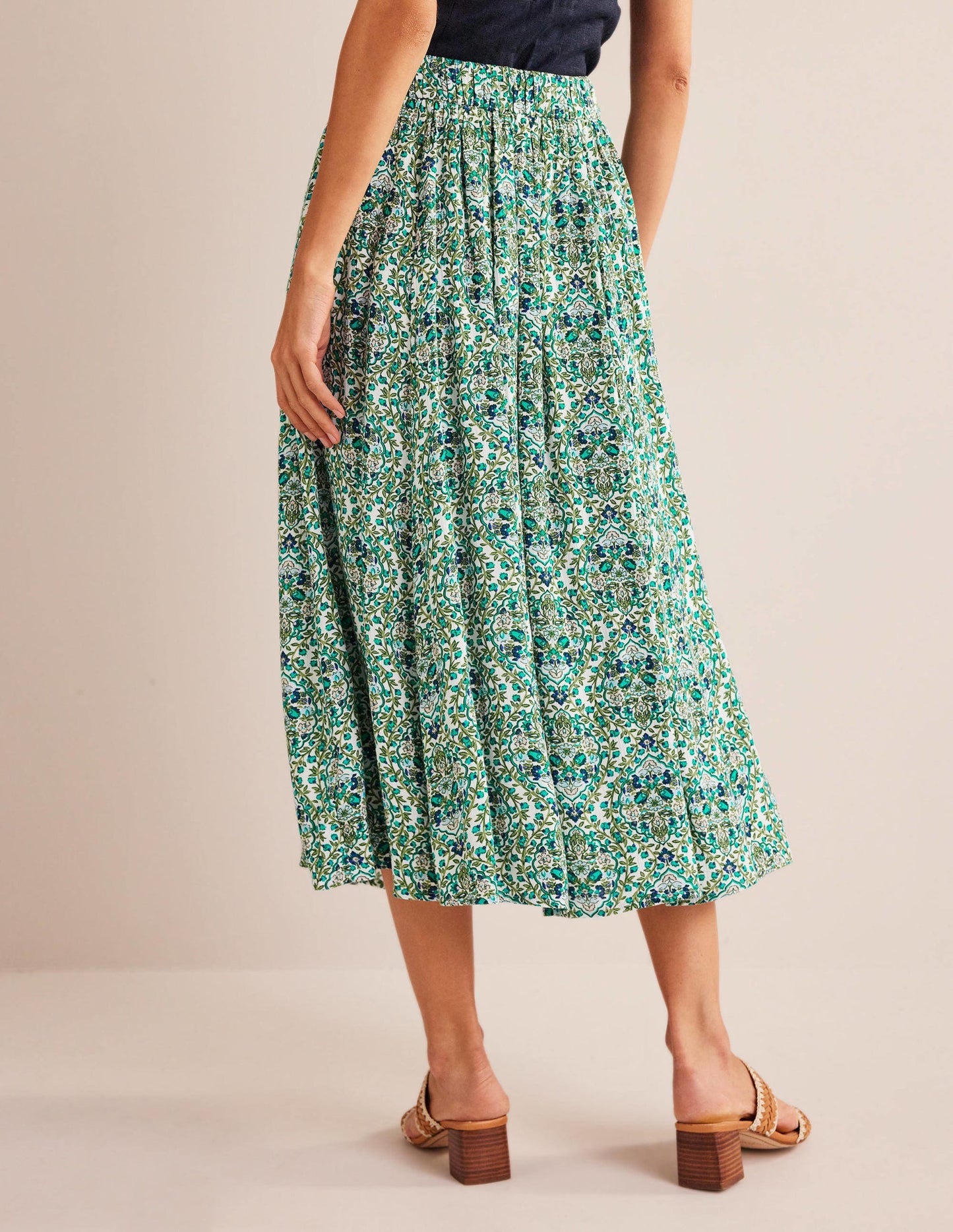 Crinkle Midi Skirt-River Reed, Vine Terrace
