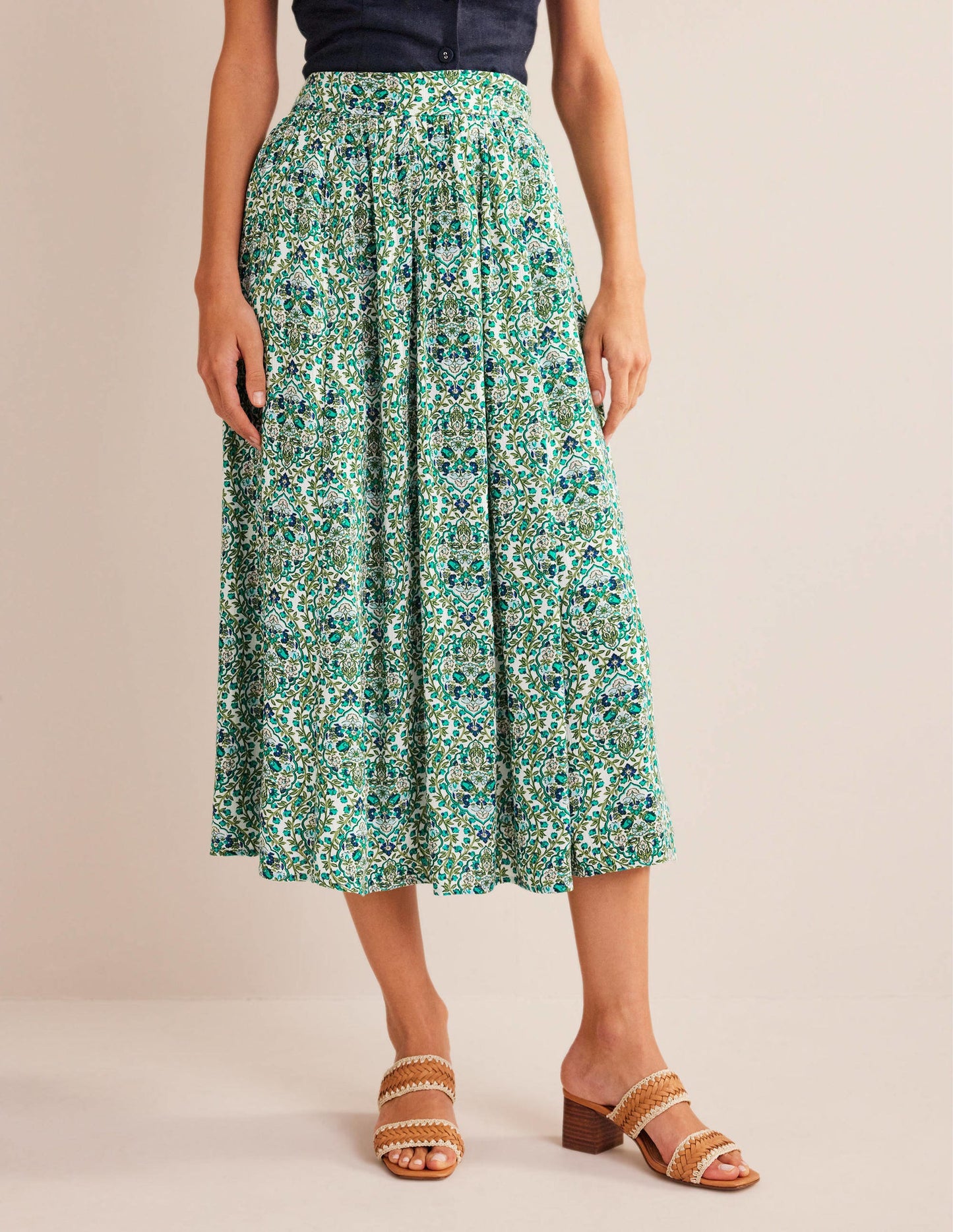 Crinkle Midi Skirt-River Reed, Vine Terrace