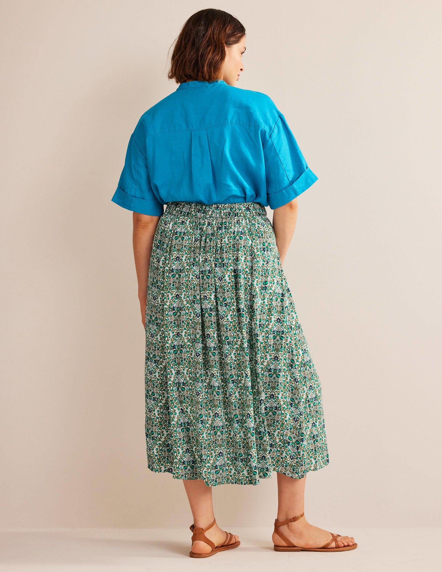 Crinkle Midi Skirt-River Reed, Vine Terrace