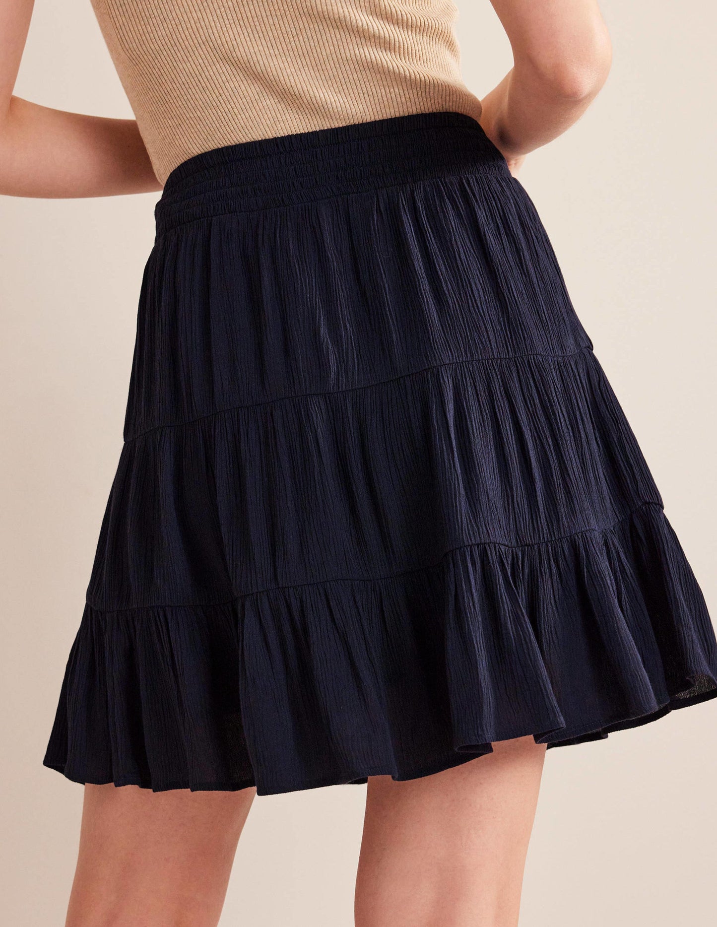 Crinkle Mini Skirt-Navy