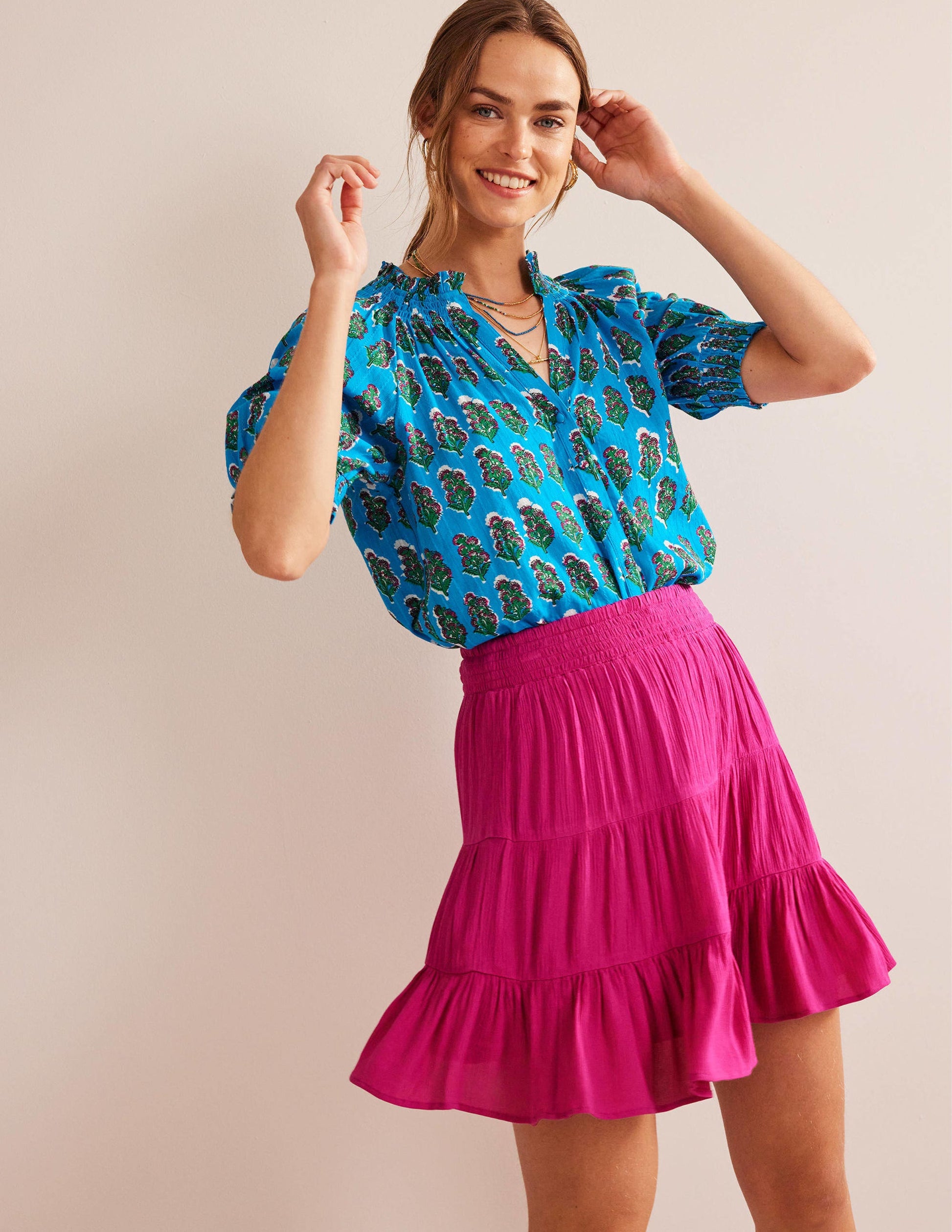 Crinkle Mini Skirt-Phlox Pink-1