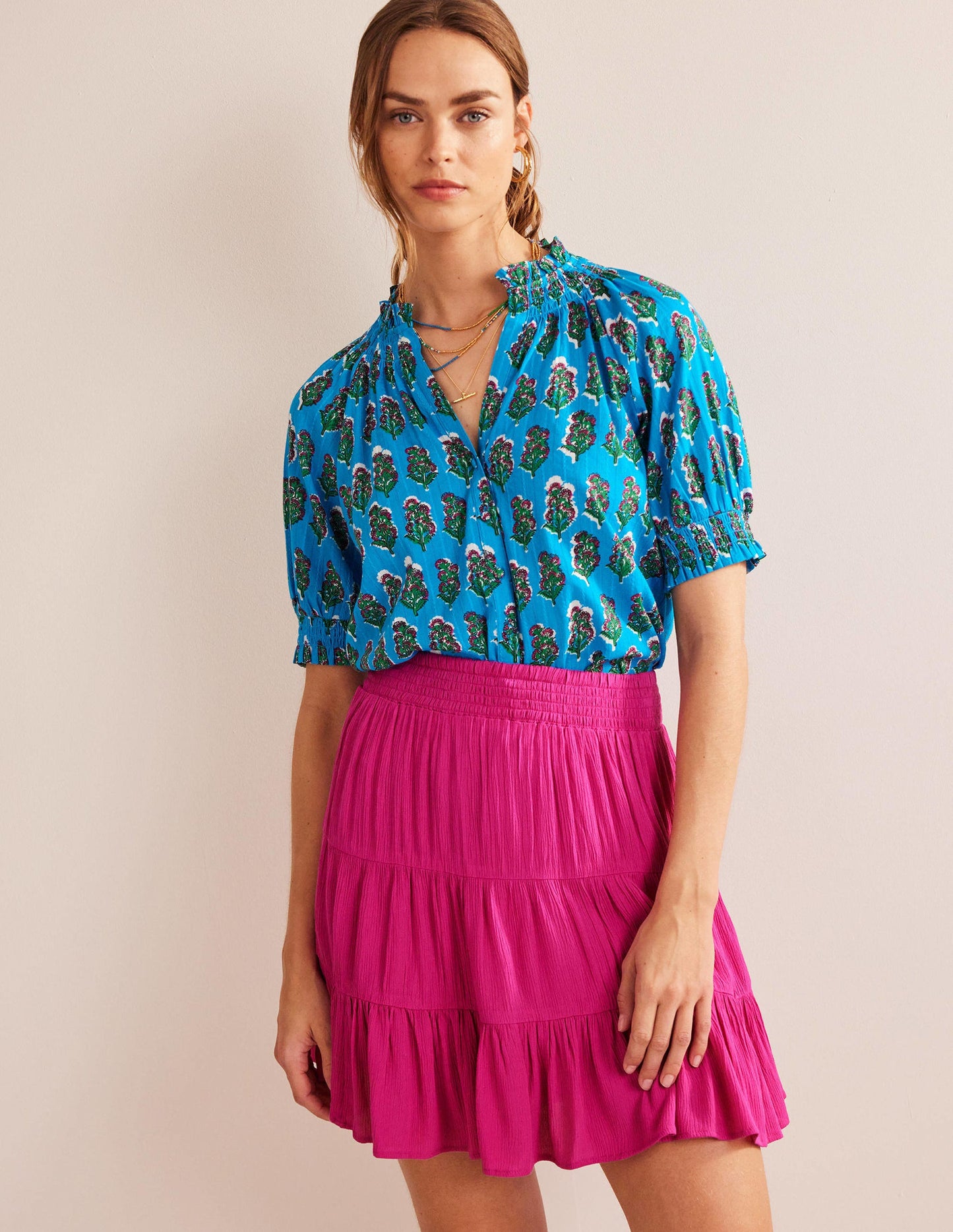 Crinkle Mini Skirt-Phlox Pink